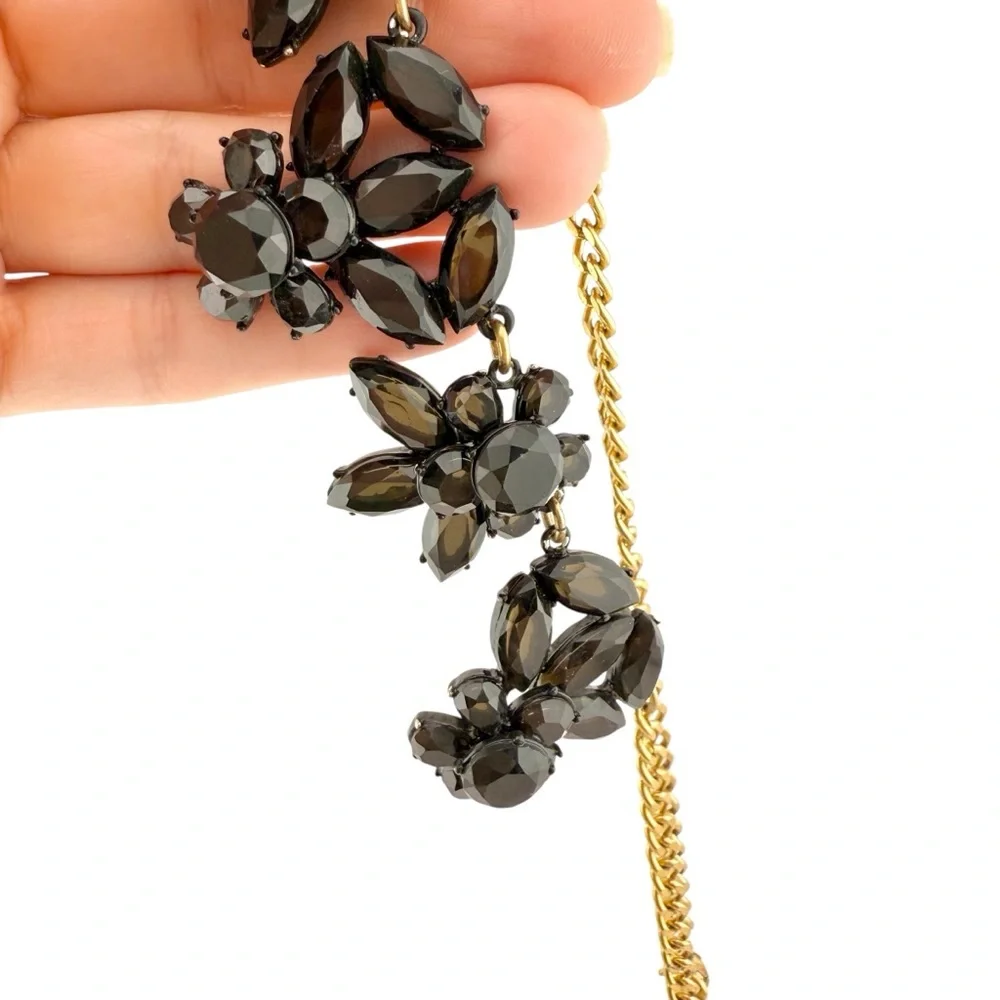 J. Crew Black and Gold Floral Necklace